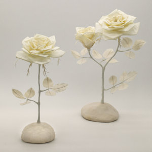 White rose 和紙の薔薇のランプ